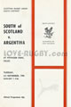 South of Scotland v Argentina 1990 rugby  Programme